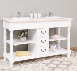 Dulap baie pentru 2 lavoare cu 3 sertare, picioare strunjite - lavoarele nu sunt incluse in pret de la Studio Szel PS452  - Culoare Top_0 - Culoare Corp_P004A - VOPSIT ANTICHIZAT