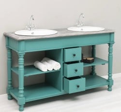 Dulap baie pentru 2 lavoare cu 3 sertare, picioare strunjite - lavoarele nu sunt incluse in pret de la Studio Szel PS452  - Culoare Top_P065 - Culoare Corp_P117 - VOPSIT