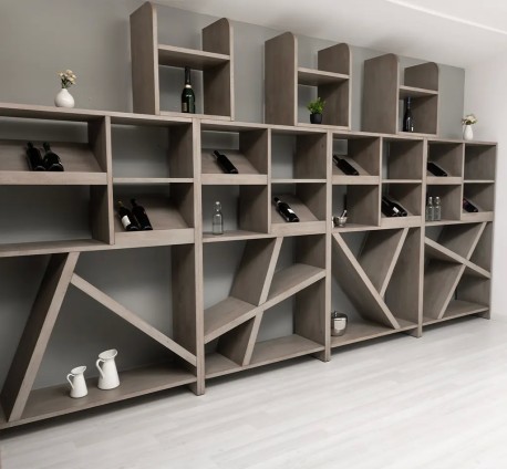 Sistem de rafturi pentru vinuri din lemn de stejar de la Studio Szel SPEC20890 - Culoare P037 - BURSHED