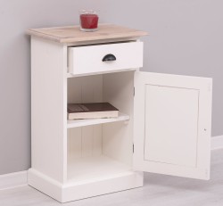 Noptiera cu 1 usa si 1 sertar, blat stejar de la Studio Szel PS124 - Culoare Top_P035 - Culoare Corp_P039 - DUBLU COLOR