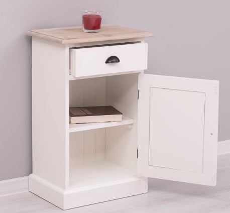 Noptiera cu 1 usa si 1 sertar, blat stejar de la Studio Szel PS124 - Culoare Top_P035 - Culoare Corp_P039 - DUBLU COLOR
