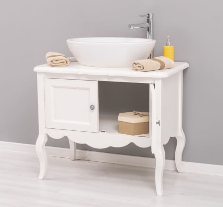 Mobilier de baie cu picioare curbate, doua usi de la Studio Szel PS711 - Culoare_P039 - VOPSIT