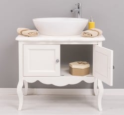 Mobilier de baie cu picioare curbate, doua usi de la Studio Szel PS711 - Culoare_P039 - VOPSIT