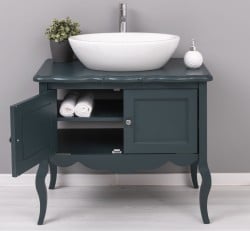 Mobilier de baie cu picioare curbate, doua usi de la Studio Szel PS711 - Culoare_P087 - VOPSIT