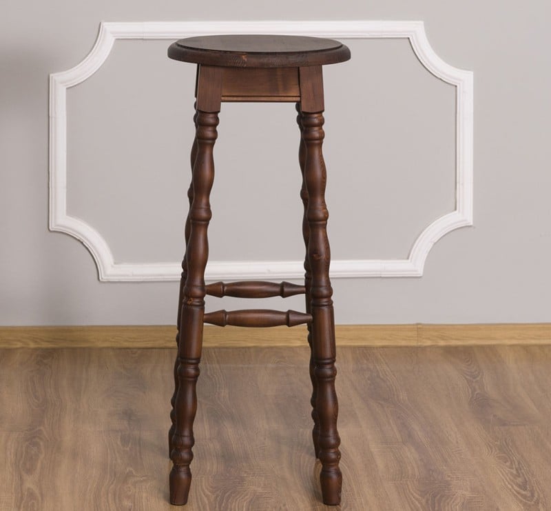 Scaun de bar cu picioare strunjite cu finisaj Rosewood Brown