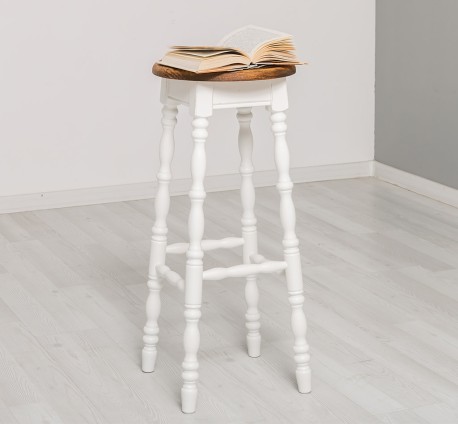 Scaun de bar cu picioare strunjite de la Studio Szel PS655 - Culoare Top_P064 - Culoare Corp_P039A - DUBLU COLOR