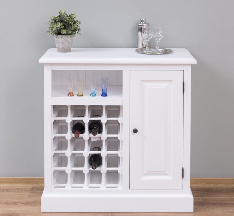 Mobilier mic pentru bar cu suport sticle cu finisaj White