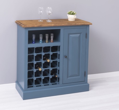 Mobilier mic pentru bar cu suport sticle de la Studio Szel PS579 - Culoare Top_P064 - Culoare Corp_P051 - DUBLU COLOR