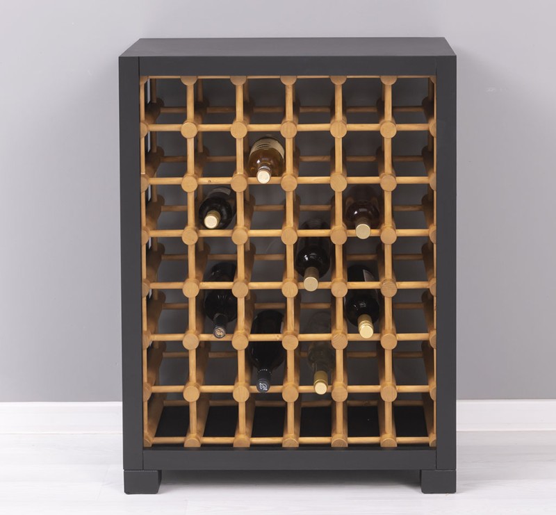 Suport pentru 42 sticle de vin cu finisaj Black/Light Walnut Waxed