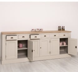 Bufet cu 6 usi si 6 sertare, blat stejar, BAS de la Studio Szel PS179BAS - Culoare Top_P0 - Culoare Corp_P024A - VOPSIT ANTICHIZAT