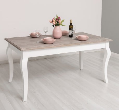 Masa dining cu picioare curbate 180x90x78cm, blat stejar de la Studio Szel PS383 - Culoare Top_P067 - Culoare Corp_P004 - DUBLU COLOR