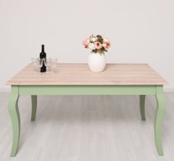 Masa dining cu picioare curbate 180x90x78cm, blat stejar de la Studio Szel PS383 - Culoare Top_P035 - Culoare Corp_P054 - DUBLU COLOR