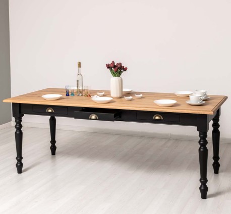 Masa dining 160x90cm, blat stejar de la Studio Szel PS45-160 - Culoare Top_P061 - Culoare Corp_P003 - DUBLU COLOR