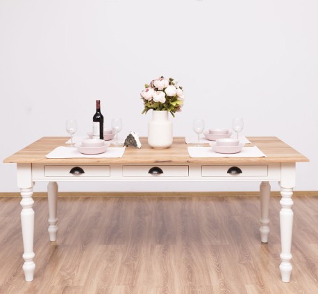Masa dining 210x90cm, blat stejar de la Studio Szel PS45 - Culoare Top_P089 - Culoare Corp_P015 - DUBLU COLOR