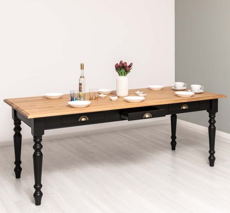 Masa dining 210x90cm, blat stejar de la Studio Szel PS45-210 - Culoare Top_P061 - Culoare Corp_P003 - DUBLU COLOR