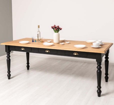 Masa dining 210x90cm, blat stejar de la Studio Szel PS45-210 - Culoare Top_P061 - Culoare Corp_P003 - DUBLU COLOR