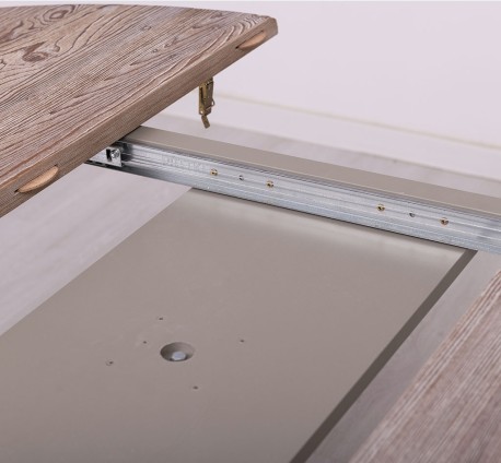 Masa cu picior central 120x120cm + 1 extensie de la Studio Szel PS228 - Culoare Top_P071 - Culoare Corp_P030A - DUBLU COLOR