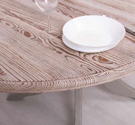 Masa cu picior central 120x120cm + 1 extensie de la Studio Szel PS228 - Culoare Top_P071 - Culoare Corp_P030A - DUBLU COLOR