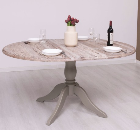 Masa cu picior central 120x120cm + 1 extensie de la Studio Szel PS228 - Culoare Top_P071 - Culoare Corp_P030A - DUBLU COLOR