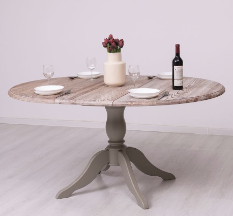 Masa cu picior central 120x120cm + 1 extensie de la Studio Szel PS228 - Culoare Top_P071 - Culoare Corp_P030A - DUBLU COLOR