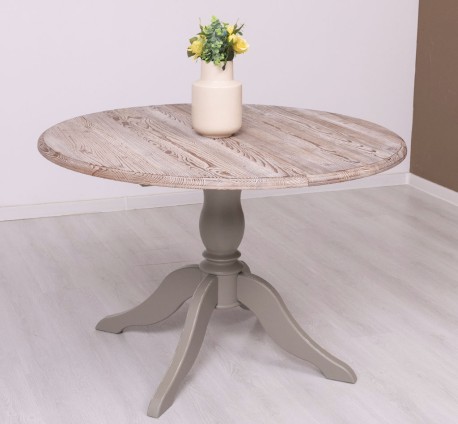 Masa cu picior central 120x120cm + 1 extensie de la Studio Szel PS228 - Culoare Top_P071 - Culoare Corp_P030A - DUBLU COLOR