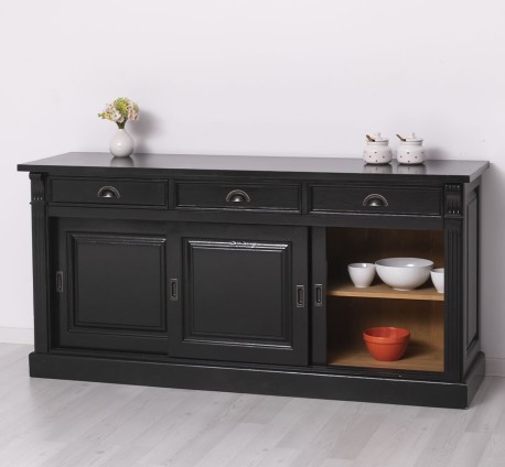 Bufet cu  3 usi glisante pline, 3 sertare, BAS de la Studio Szel PS727BAS - Culoare Ext._P150 / Culoare Int._P002 - DUBLU COLOR