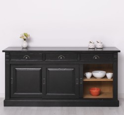 Bufet cu  3 usi glisante pline, 3 sertare, BAS de la Studio Szel PS727BAS - Culoare Ext._P150 / Culoare Int._P002 - DUBLU COLOR