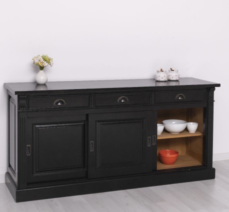 Bufet cu  3 usi glisante pline, 3 sertare, BAS de la Studio Szel PS727BAS - Culoare Ext._P150 / Culoare Int._P002 - DUBLU COLOR