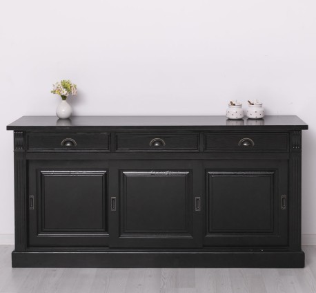 Bufet cu  3 usi glisante pline, 3 sertare, BAS de la Studio Szel PS727BAS - Culoare Ext._P150 / Culoare Int._P002 - DUBLU COLOR