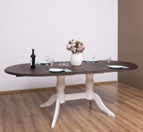 Masa ovala cu 2 picioare 160/230x120cm de la Studio Szel PS379 - Culoare TopP081 - Culoare Corp_P039 - DUBLU COLOR