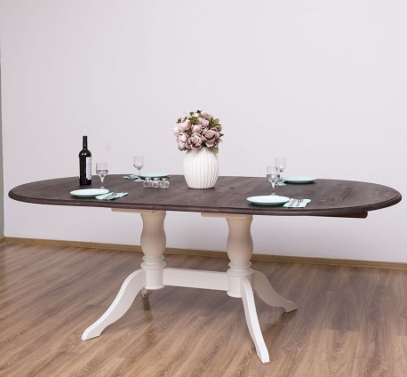 Masa ovala cu 2 picioare 160/230x120cm de la Studio Szel PS379 - Culoare TopP081 - Culoare Corp_P039 - DUBLU COLOR