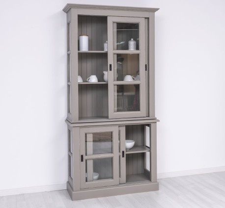 Vitrina cu 2 usi sticla glisante BAS + 2 usi mari sticla glisante SUP de la Studio Szel PS595BAS+SUP - Culoare_P025++P030A - 2 STRATURI DE CULORI ANTIHCIZAT
