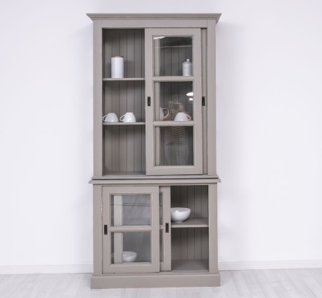 Vitrina cu 2 usi sticla glisante BAS + 2 usi mari sticla glisante SUP de la Studio Szel PS595BAS+SUP - Culoare_P025++P030A - 2 STRATURI DE CULORI ANTIHCIZAT