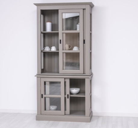 Vitrina cu 2 usi sticla glisante BAS + 2 usi mari sticla glisante SUP de la Studio Szel PS595BAS+SUP - Culoare_P025++P030A - 2 STRATURI DE CULORI ANTIHCIZAT