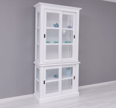 Vitrina cu 2 usi sticla glisante BAS + 2 usi mari sticla glisante SUP de la Studio Szel PS595BAS+SUP - Culoare_P030++P004A - 2 STRATURI DE CULORI ANTIHCIZAT