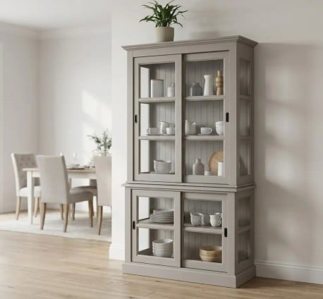 Vitrina cu 2 usi sticla glisante BAS + 2 usi mari sticla glisante SUP - PS595BAS+SUP