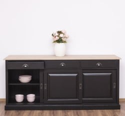 Bufet cu 3 usi glisante,3 sertare, blat stejar, BAS de la Studio Szel PS10BAS - Culoare Top_P0 - Culoare Corp_P003 - VOPSIT