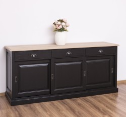 Bufet cu 3 usi glisante,3 sertare, blat stejar, BAS de la Studio Szel PS10BAS - Culoare Top_P0 - Culoare Corp_P003 - VOPSIT