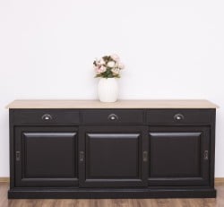 Bufet cu 3 usi glisante,3 sertare, blat stejar, BAS de la Studio Szel PS10BAS - Culoare Top_P0 - Culoare Corp_P003 - VOPSIT