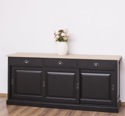 Bufet cu 3 usi glisante,3 sertare, blat stejar, BAS de la Studio Szel PS10BAS - Culoare Top_P0 - Culoare Corp_P003 - VOPSIT
