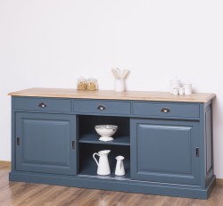 Bufet cu 3 usi glisante,3 sertare, blat stejar, BAS de la Studio Szel PS10BAS - Culoare Top_P061 - Culoare Corp_P051 - DUBLU COLOR