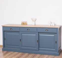 Bufet cu 3 usi glisante,3 sertare, blat stejar, BAS de la Studio Szel PS10BAS - Culoare Top_P061 - Culoare Corp_P051 - DUBLU COLOR