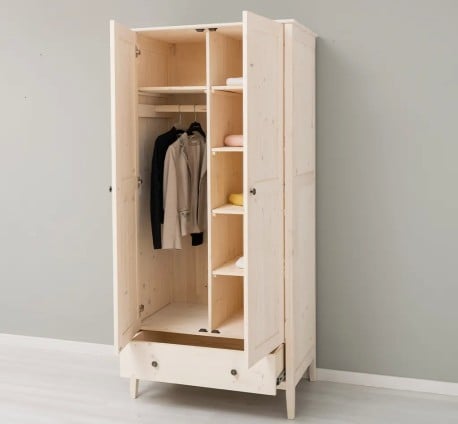 Dulap 2 usi din lemn masiv de pin, cu sertar de la Studio Szel - SPEC20450 – Culoare P095 – LACUIT&VOPSIT