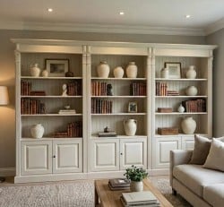 Bibliotecă Directoire cu depozitare inferioară cu uși de la Studio Szel – SPEC22467– Culoare P015- VOPSIT