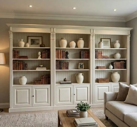 Bibliotecă Directoire cu depozitare inferioară cu uși de la Studio Szel – SPEC22467– Culoare P015- VOPSIT