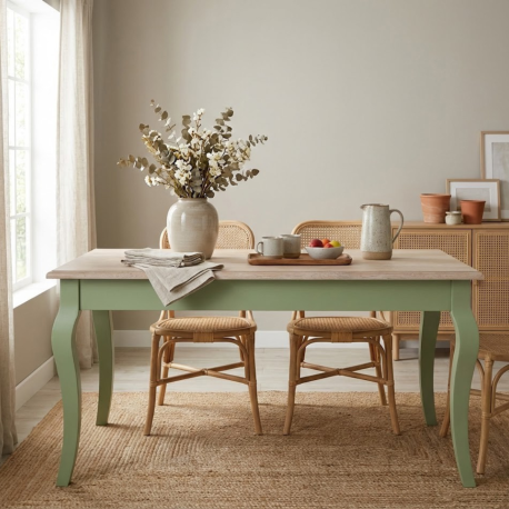 Masa dining cu picioare curbate 180x90x78cm, blat stejar de la Studio Szel PS383 - Culoare Top_P035 - Culoare Corp_P054 - DUBLU COLOR