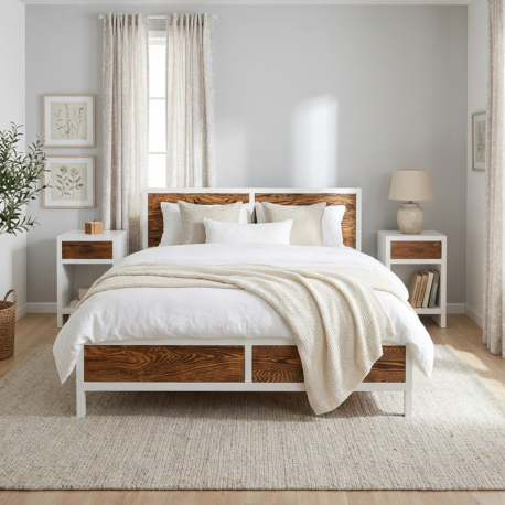 Pat 180x200 Rustic Haven de la Studio Szel PS747 - Culoare Corp_P004 - Culoare Tabliile_P064 - DUBLU COLOR