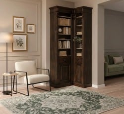 Bibliotecă de colț clasică, cu polițe reglabile de la StudioSzel - SPEC22281 - Culoare - P085 - PERIAT ADANC