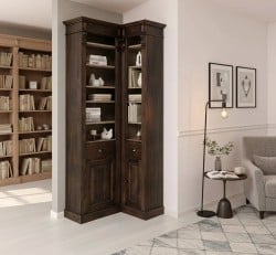 Bibliotecă de colț clasică, cu polițe reglabile de la StudioSzel - SPEC22281 - Culoare - P085 - PERIAT ADANC