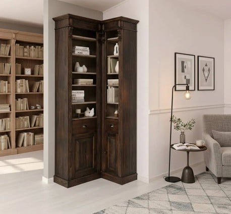 Bibliotecă de colț clasică, cu polițe reglabile de la StudioSzel - SPEC22281 - Culoare - P085 - PERIAT ADANC
